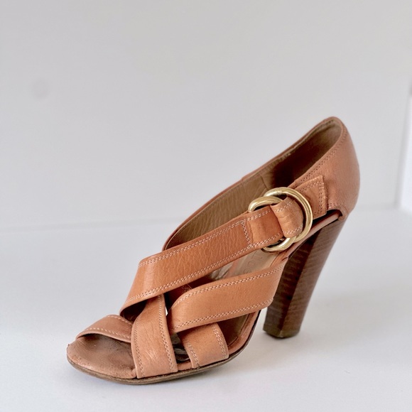 BEATERS: Vintage Chloé Pêche O Ring Leather Strap Chunky Heel (38) - Picture 13 of 13